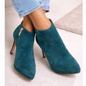 L. k. Bennett London Teal Suede Ankle Boots Nwot size 37
